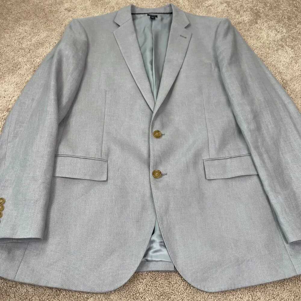 J. Crew Blazer Mens 42L Gray Ludlow Jacket Irish Linen Baird McNutt Luxury Suit